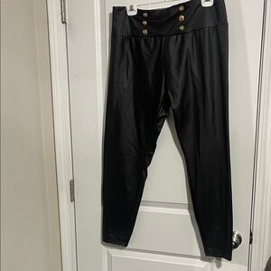 SHEIN Black High-Waisted Leggings with Gold Buttons 1XL